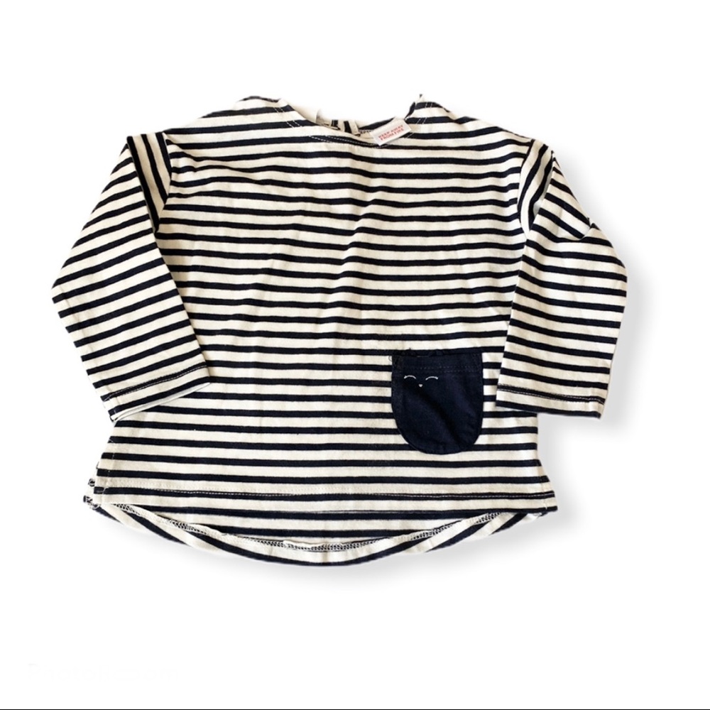 Zara baby navy stripe pocket long sleeve top